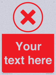 Custom red background, red cross in circle sign